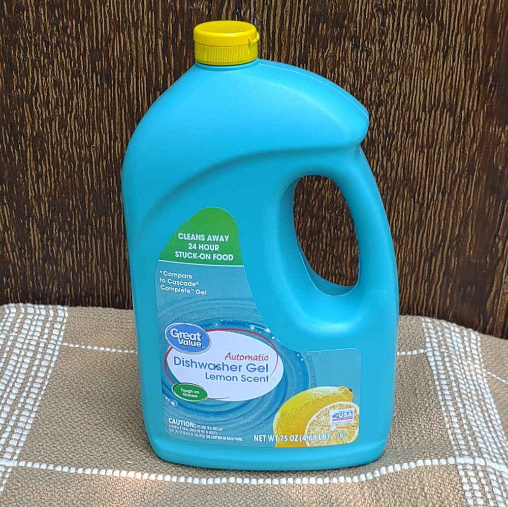 Great Value Automatic Dishwasher Gel in Lemon Scent.
